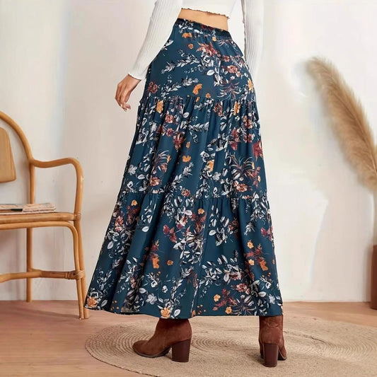 Bohemian Floral Elizabeth Ainsley Midi Skirt