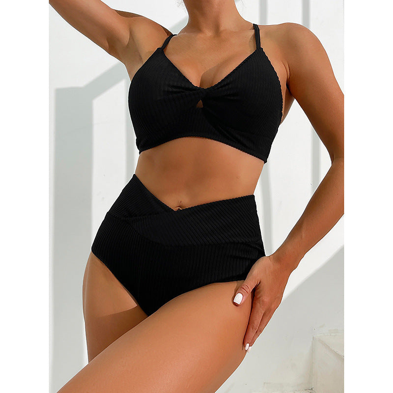 Maillot de bain deux pièces bikini à rayures chics Amelie Morin