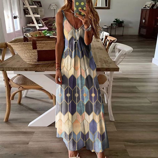 Robe longue d'été à imprimé géométrique Amélie Morin