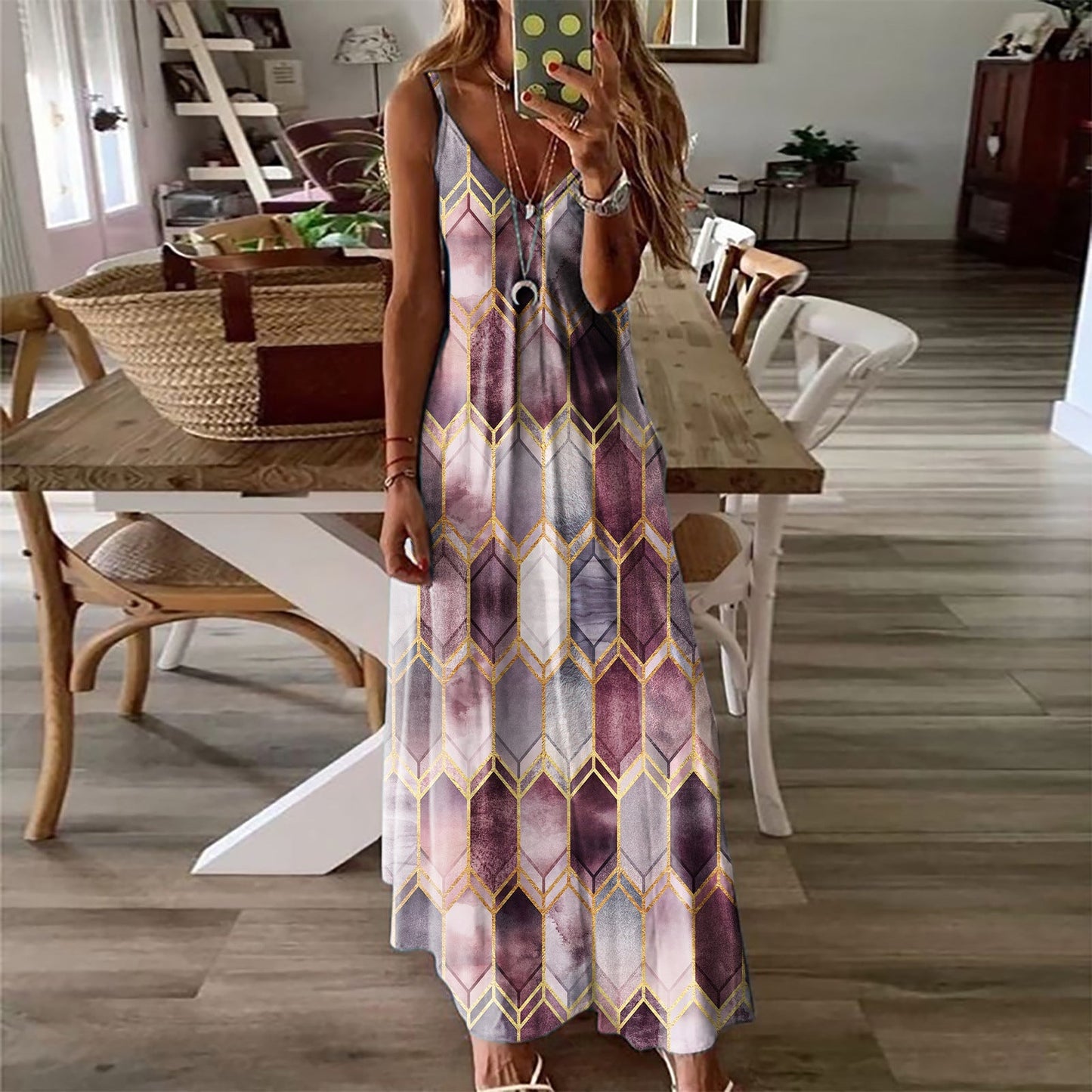 Robe longue d'été à imprimé géométrique Amélie Morin