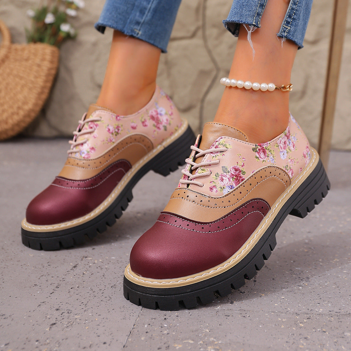 Chaussures décontractées grandes tailles à imprimé floral chic Amelie Morin