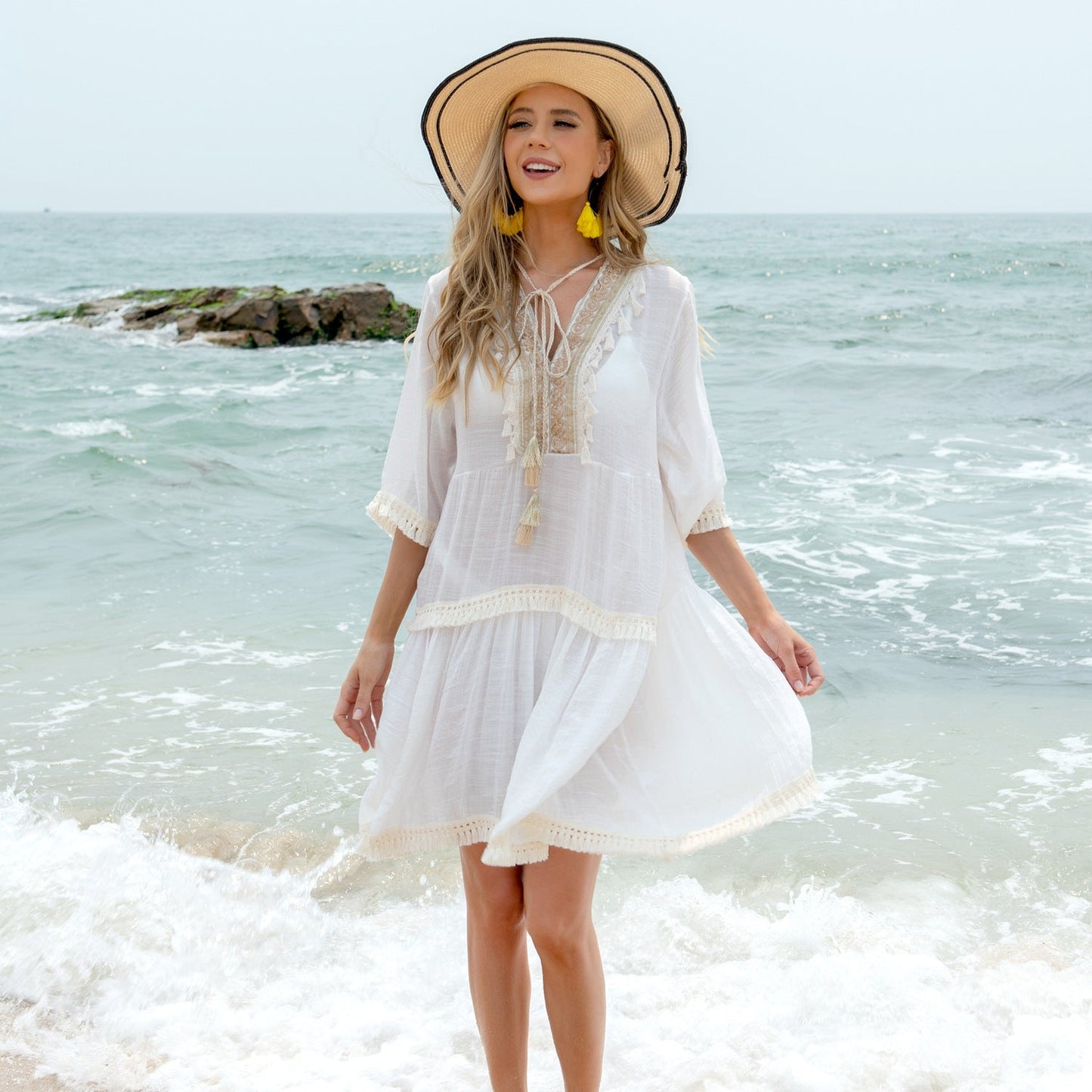 Robe d'été chic à col en V Amélie Morin