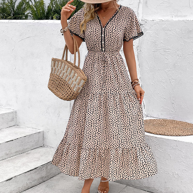 Robe léopard à col V Amélie Morin