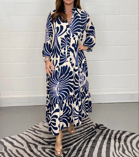 Robe trapèze en mousseline imprimée par Amélie Morin