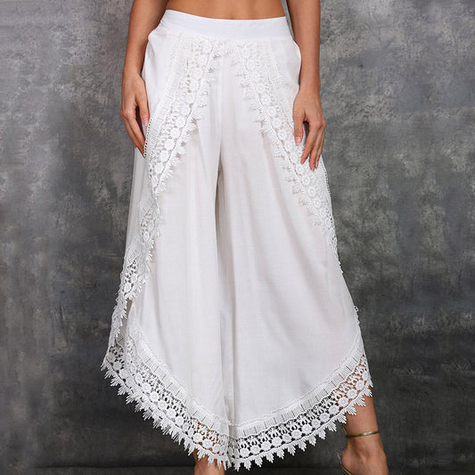 Pantalon élégant à jambes larges en dentelle par Amélie Morin