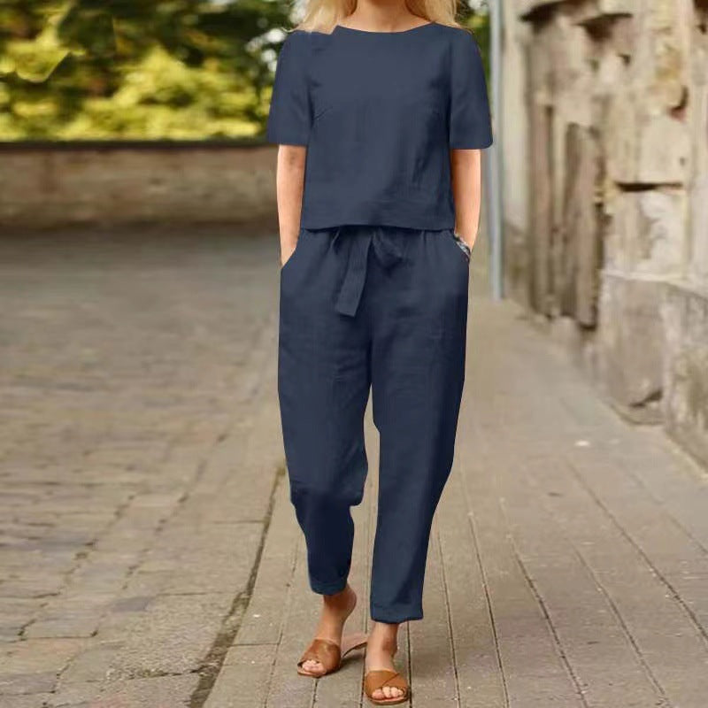 Ensemble en lin vintage par Amélie Morin - Tenue Capri d'été
