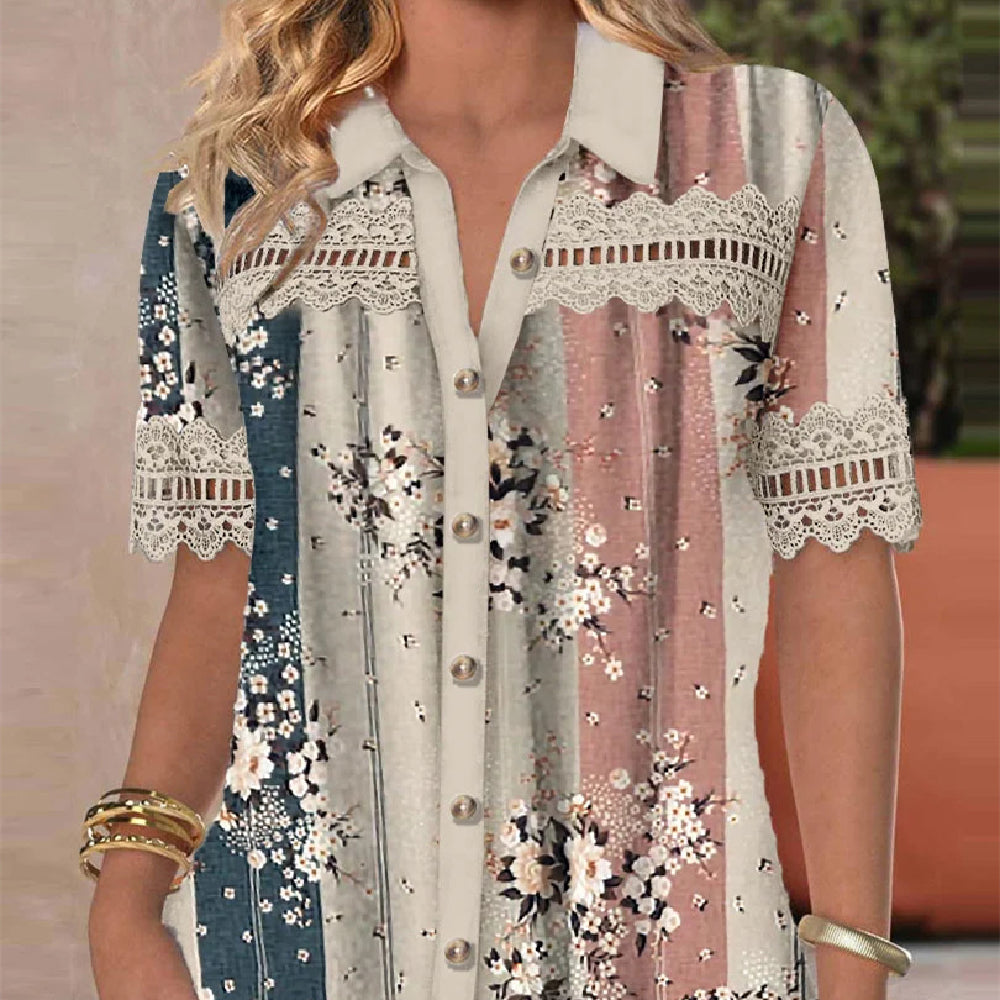 Chic Lace Digital Print Cardigan by Elizabeth Ainsley