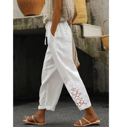 Pantalon court élégant en coton et lin Amélie Morin
