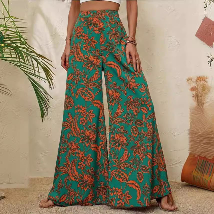 Pantalon large élégant à motif floral par Amélie Morin