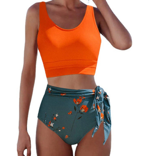Maillot de bain bikini fendu à imprimé floral Amélie Morin