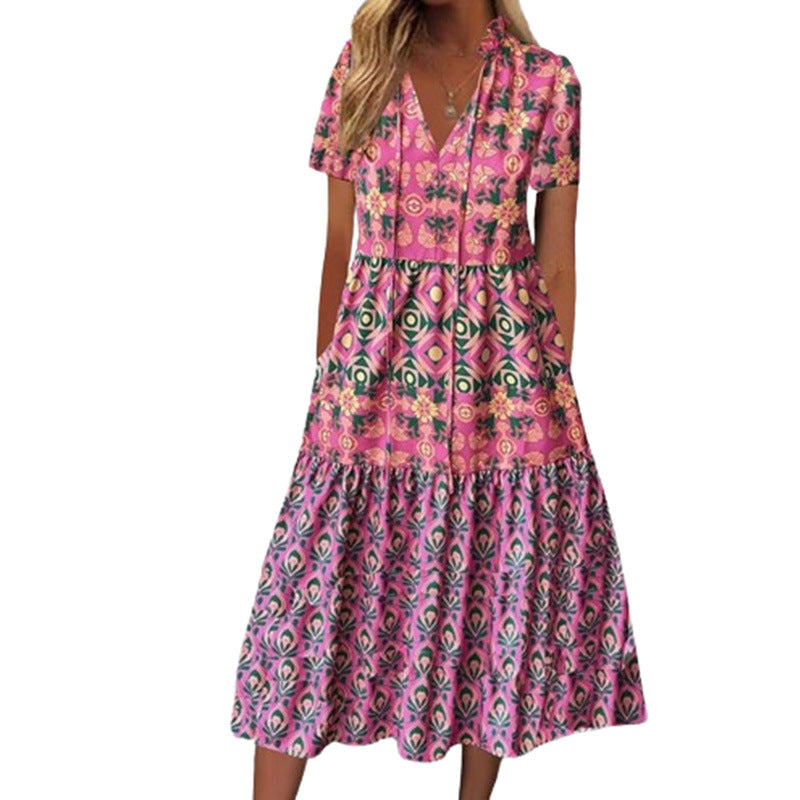 Robe midi d'été imprimée et vibrante Amelie Morin