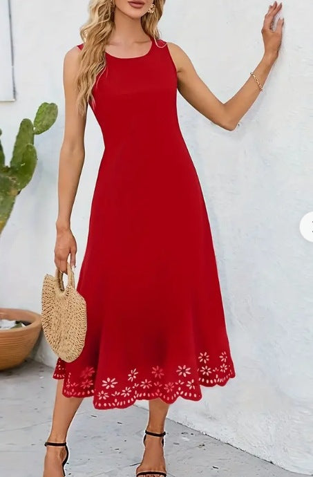 Robe midi trapèze sans manches par Amélie Morin