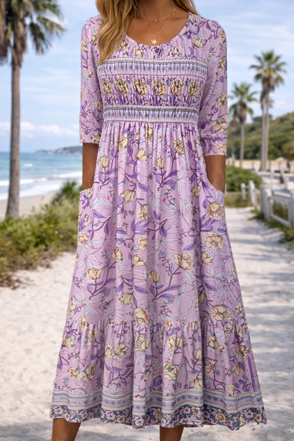 Robe midi d'été bohème à fleurs Amélie Morin