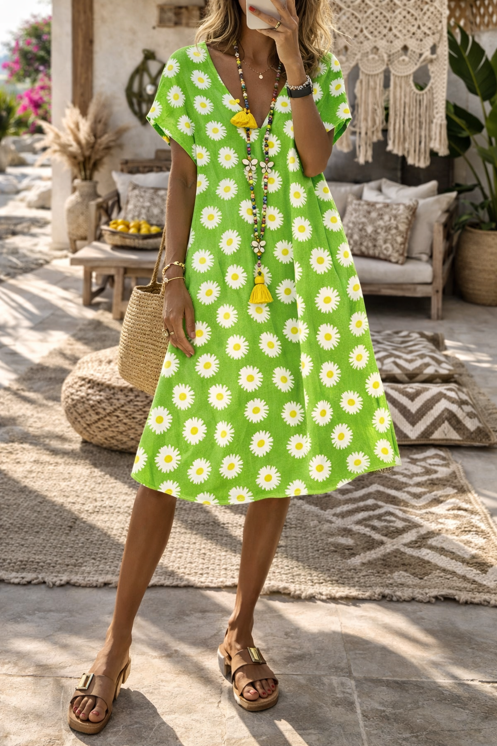Robe d'été à col en V Amélie Morin à imprimé floral éclatant