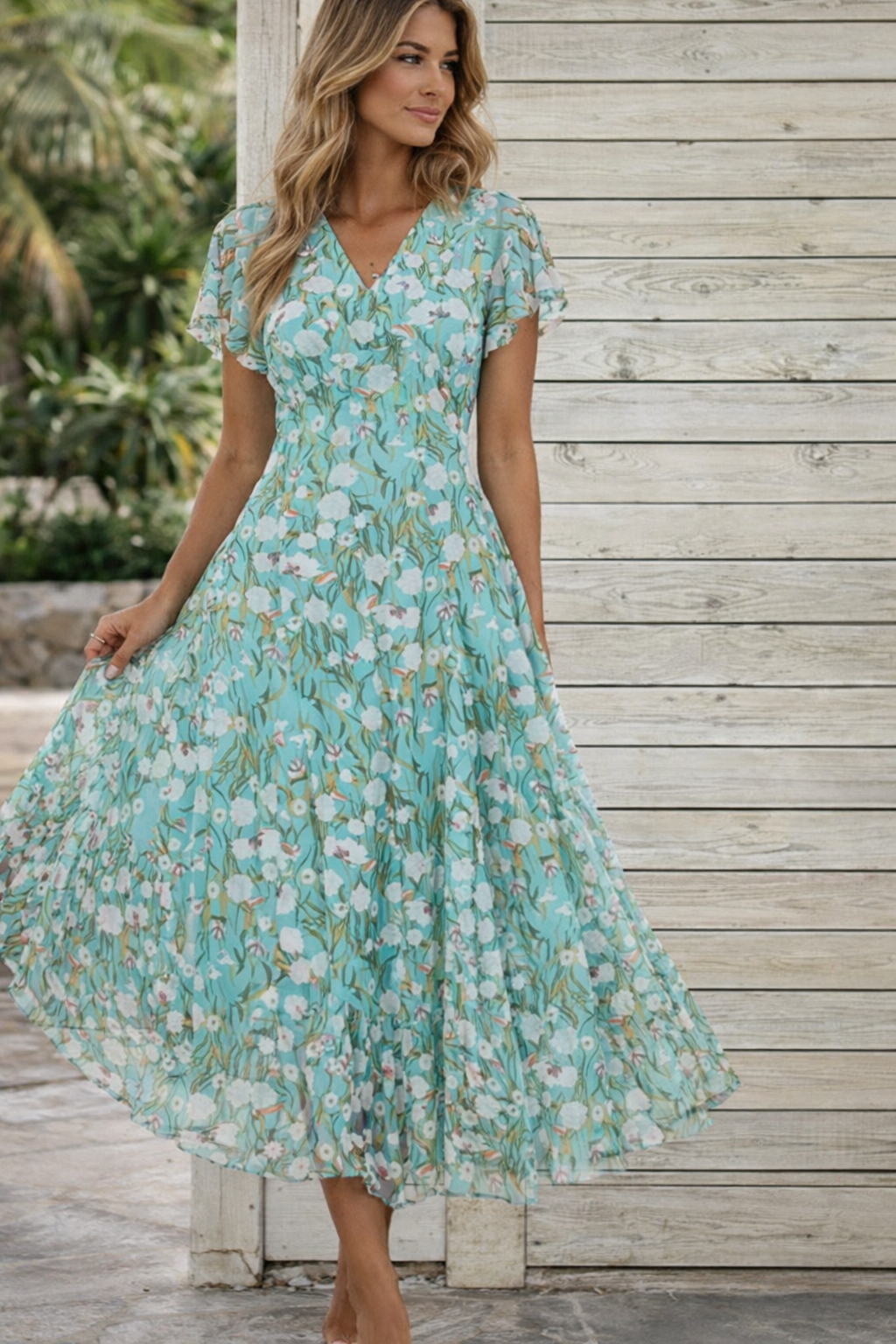 Robe à poches évasées fleurie par Amélie Morin