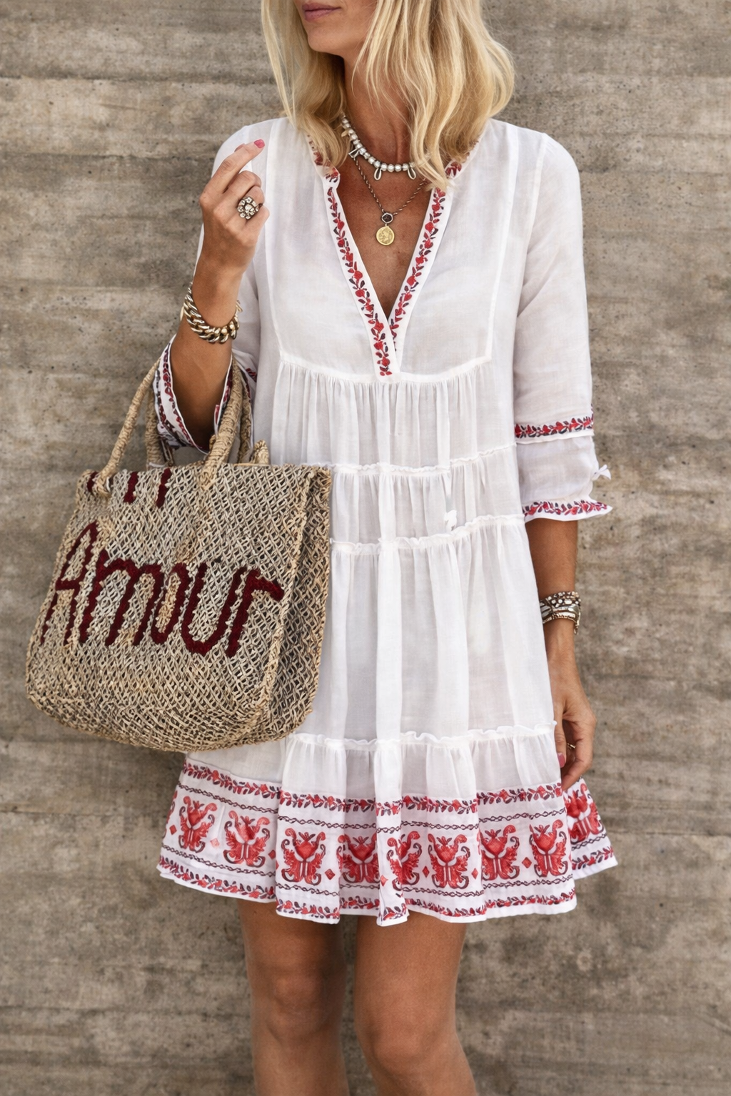Robe bohème imprimée à col en V Amélie Morin Été