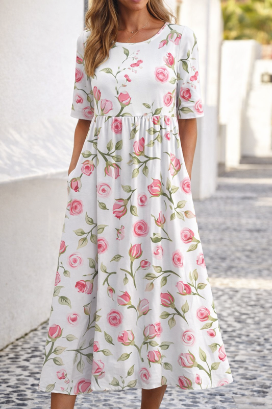 Robe d'été à imprimé floral Amelie Morin à col en V