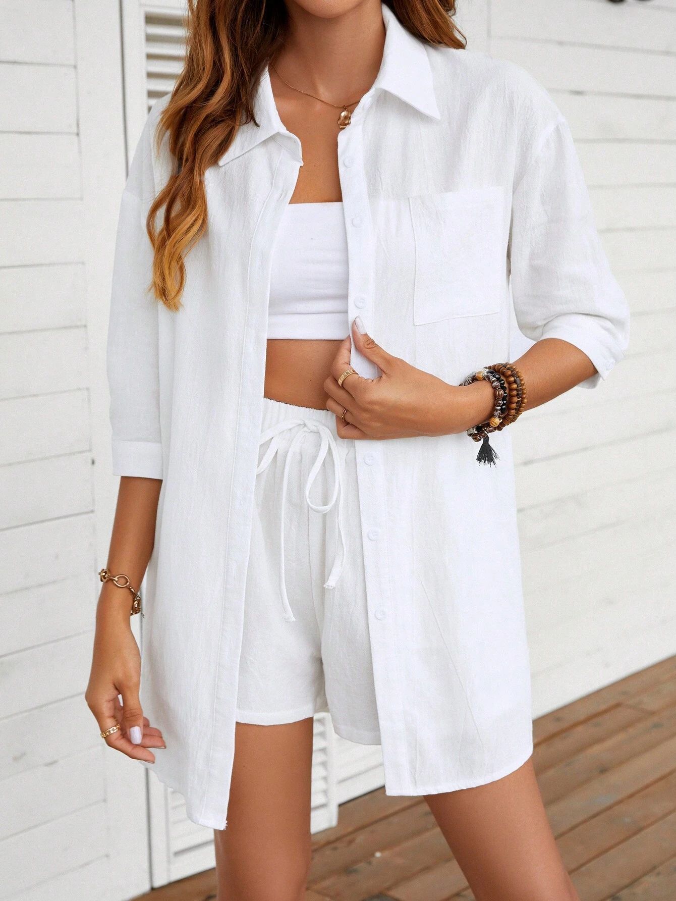 Ensemble chemise en coton chic Amelie Morin tenue décontractée