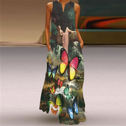 Robe longue imprimée rétro par Amélie Morin