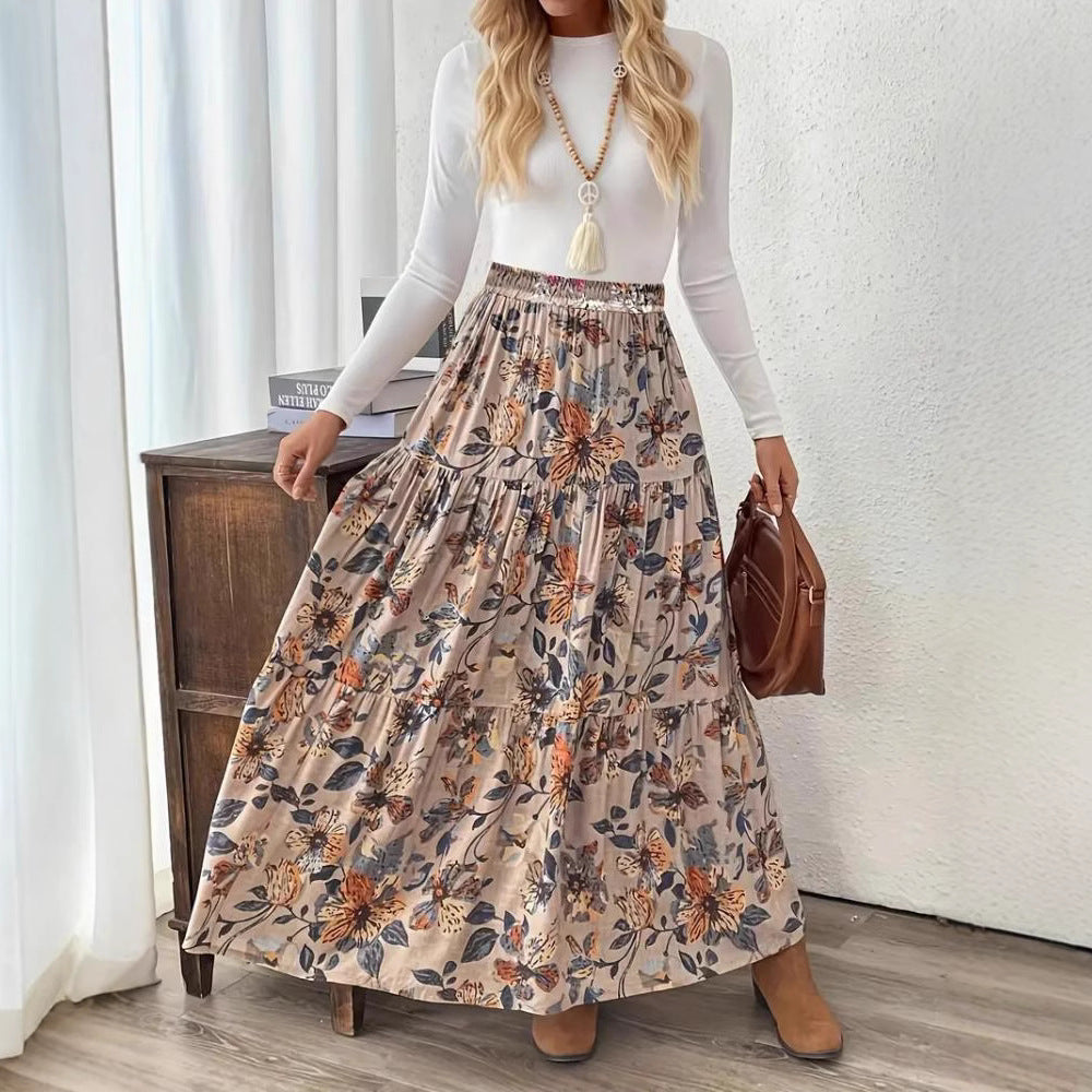 Jupe midi bohème à fleurs Amélie Morin