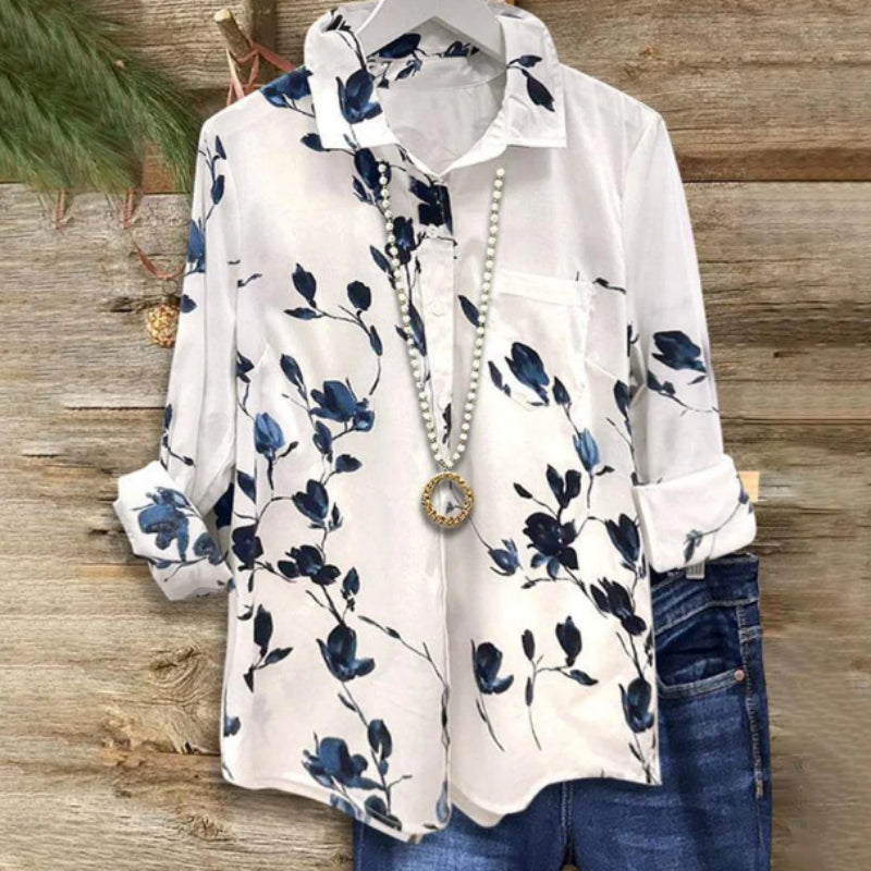 Floral Print Elizabeth Ainsley Long Sleeve Blouse
