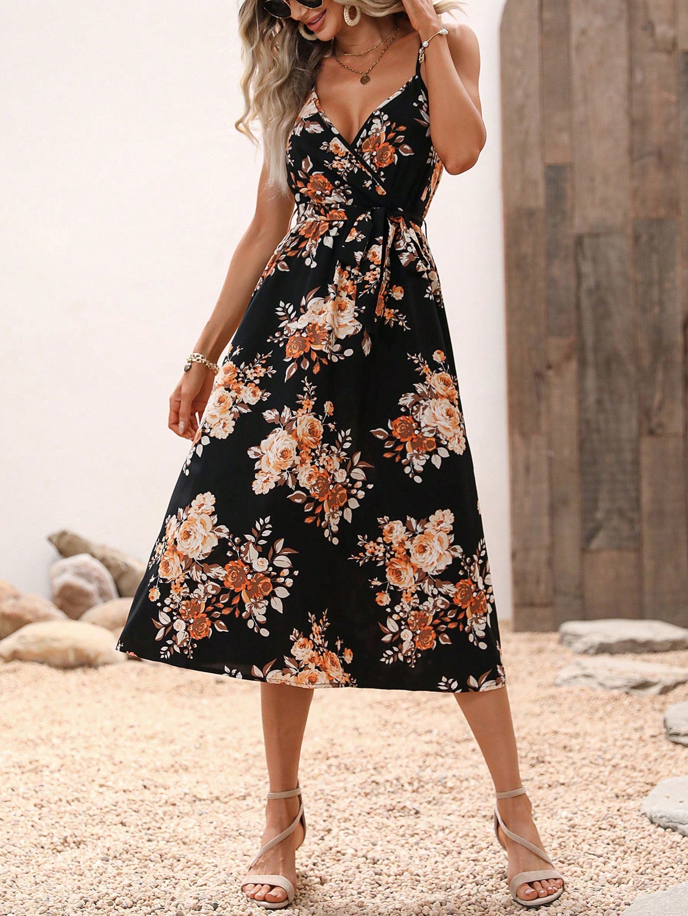 Robe midi d'été imprimée à fleurs Amélie Morin