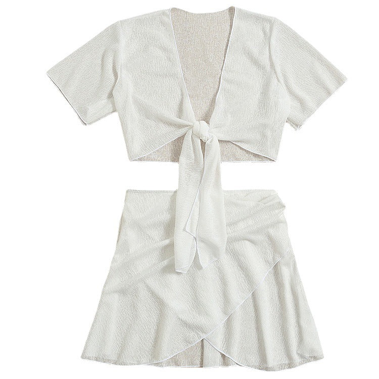 Ensemble bikini blanc chic fendu par Amélie Morin