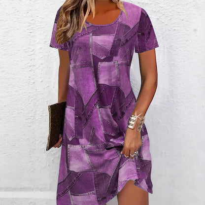 Robe d'été trapèze à imprimé denim chic Amélie Morin