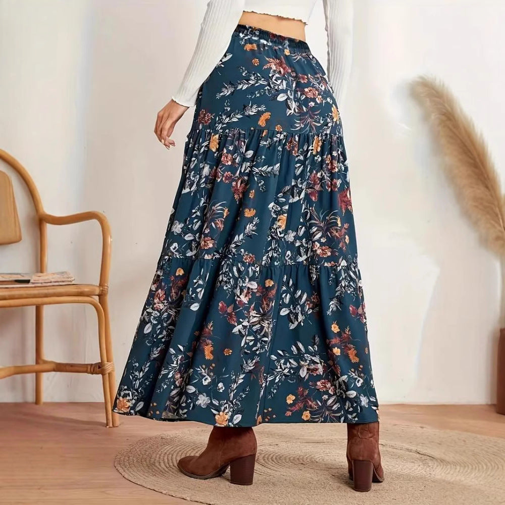 Bohemian Floral Elizabeth Ainsley Midi Skirt