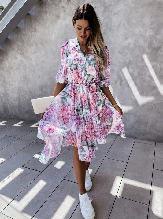 Robe midi asymétrique à imprimé floral Amélie Morin