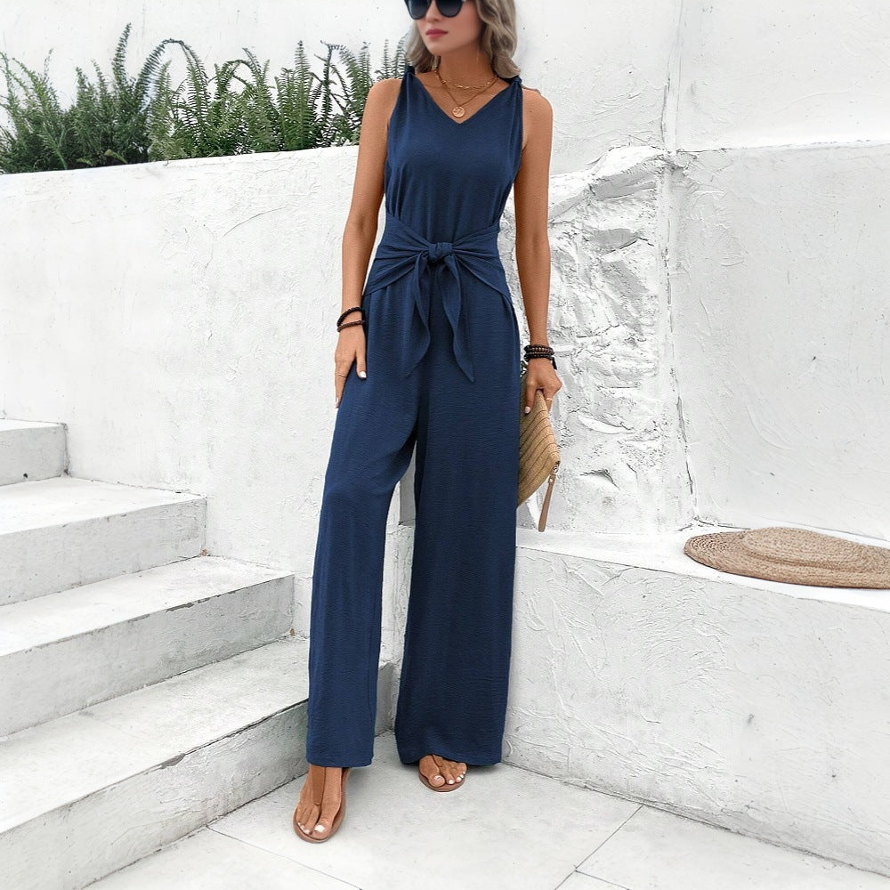 Combinaison sans manches chic Amelie Morin bleu foncé
