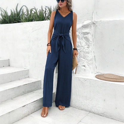 Combinaison sans manches chic Amelie Morin bleu foncé