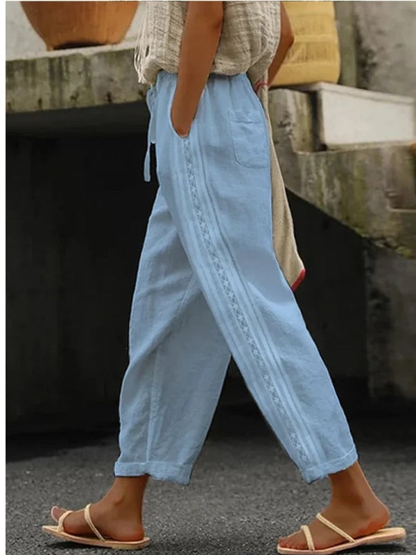 Pantalon court élégant en coton et lin Amélie Morin
