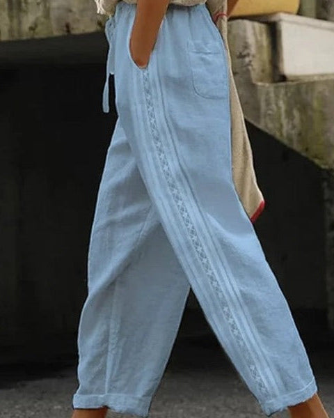 Pantalon court élégant en coton et lin Amélie Morin