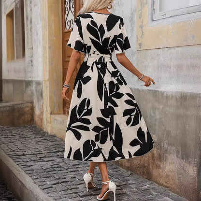 Robe imprimée élégante à col croisé Amélie Morin
