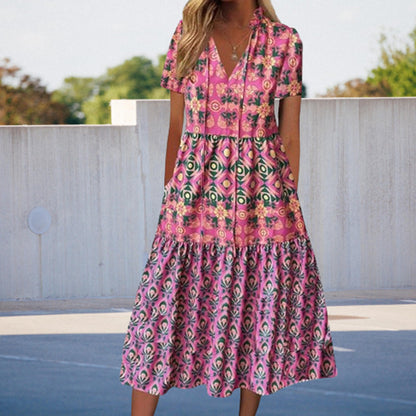 Robe midi d'été imprimée et vibrante Amelie Morin