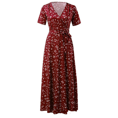 Robe maxi à manches courtes imprimée florale Amelie Morin