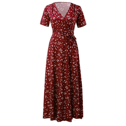 Robe maxi à manches courtes imprimée florale Amelie Morin