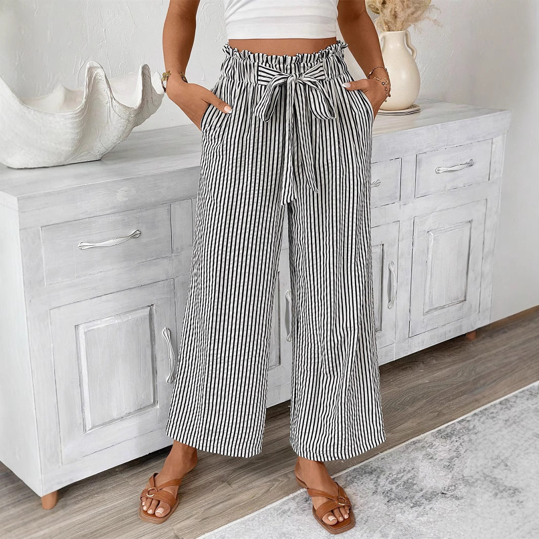 Pantalon rayé à jambes droites par Amélie Morin