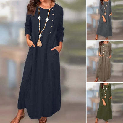 Vintage Linen Long Sleeve Dress by Elizabeth Ainsley