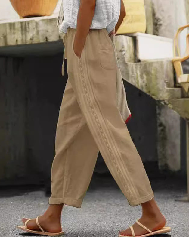 Elegant Cotton Linen Cropped Pants Elizabeth Ainsley