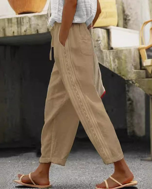 Elegant Cotton Linen Cropped Pants Elizabeth Ainsley