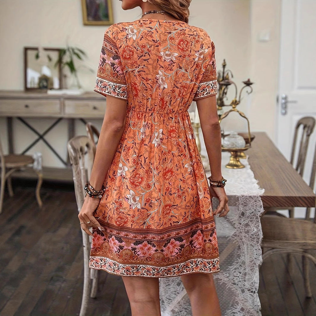 Robe d'été bohème fleurie Amelie Morin trapèze