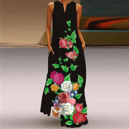 Floral Print Elizabeth Ainsley Sleeveless Maxi Dress