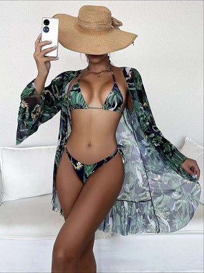 Ensemble bikini kimono imprimé tropical Amélie Morin