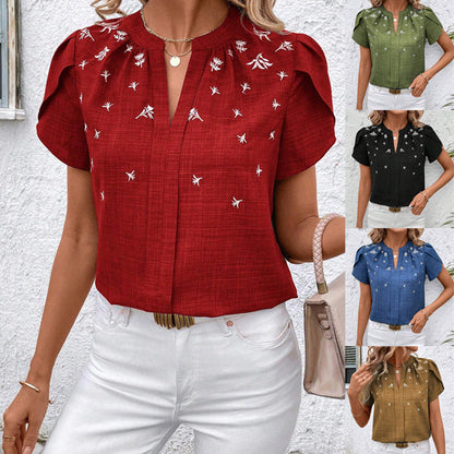 Chic Printed Blouse Elizabeth Ainsley Shoulder Pleat Top