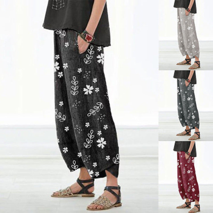Floral Cotton Wide-Leg Pants by Elizabeth Ainsley