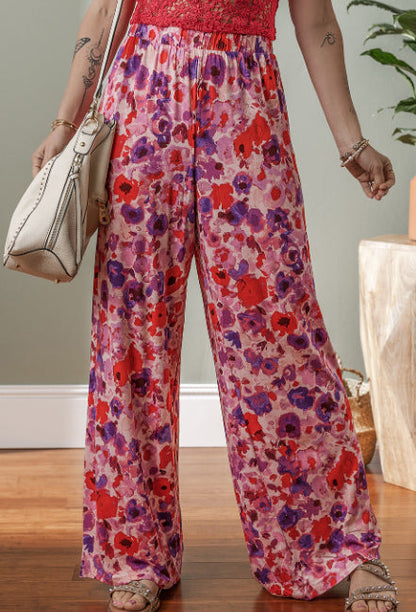 Pantalon taille haute à imprimé floral éclatant par Amélie Morin