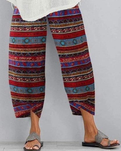 Pantalon bohème imprimé à taille élastique par Amélie Morin