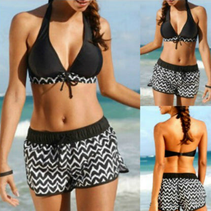 Ensemble bikini chic à motifs zigzag Amélie Morin avec short